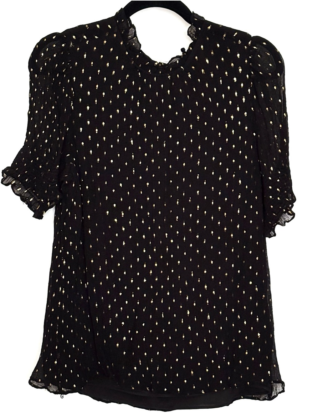 J.Crew Smocked Puff-Sleeve Lurex Chiffon Top Size XL